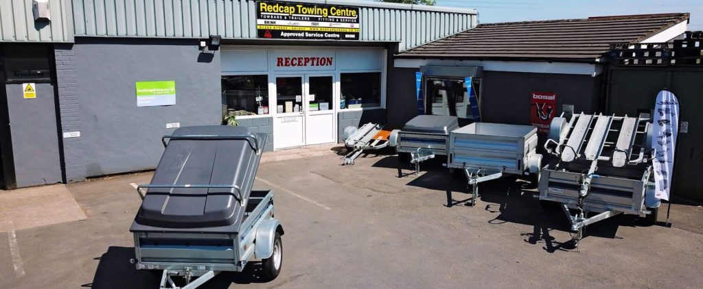 Redcap towing Centre forecourt with trailers for sale